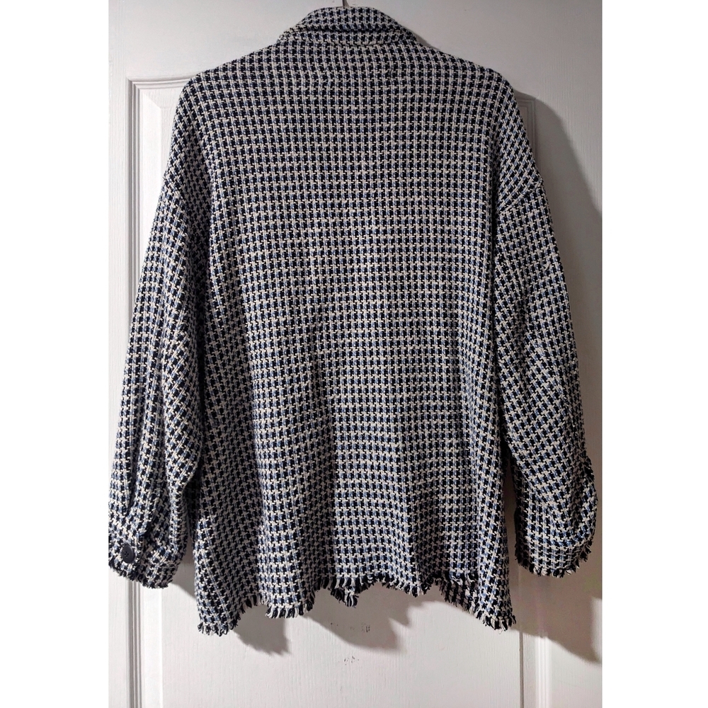 Zara | Tweed button down jacket in blue - Picture 5 of 13